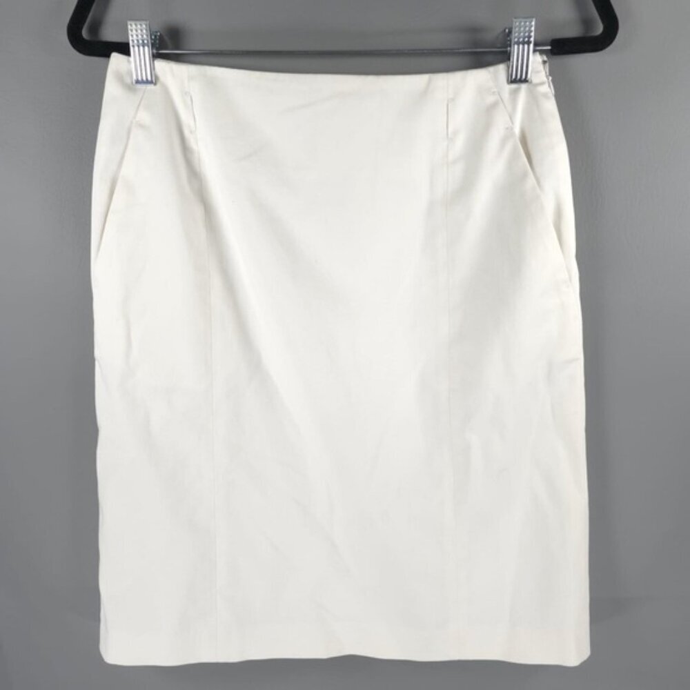 MaxMara Portugal 🇵🇹 Made 11010492 Lined White Skirt with Pockets Back Slit 6